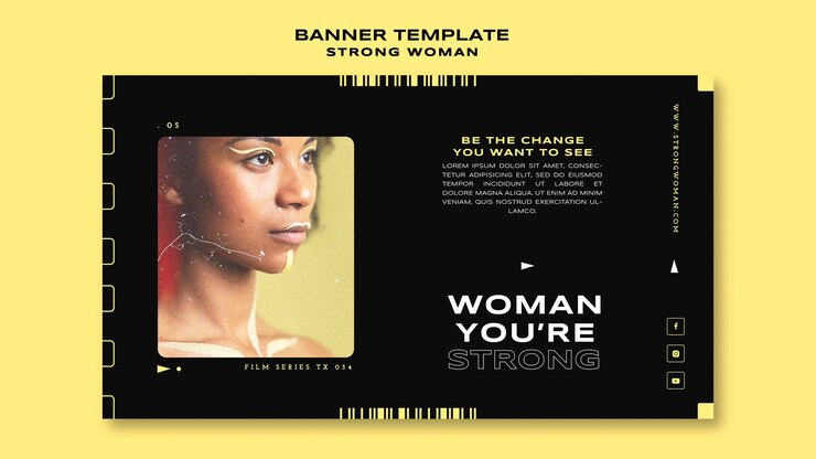 PSD gratuit modèle de bannière de femme forte