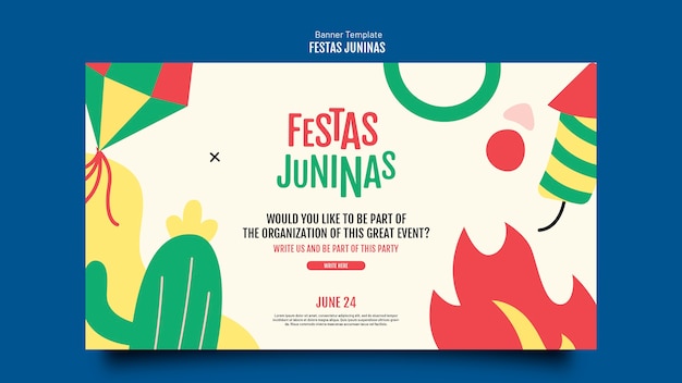 PSD gratuit modèle de bannière festas juninas design plat