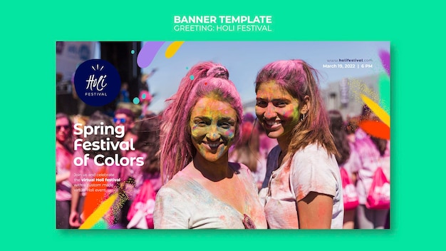 PSD gratuit modèle de bannière de festival holi