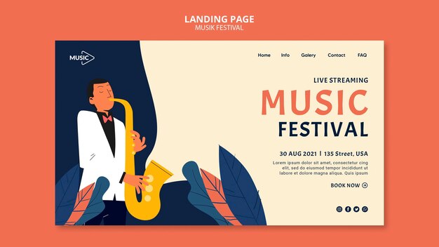 Modèle de bannière de festival de musique en direct
