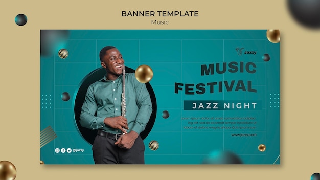 PSD gratuit modèle de bannière de festival de musique jazz