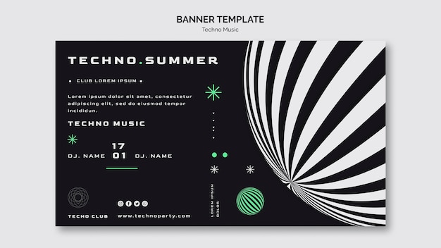 PSD gratuit modèle de bannière de festival de musique techno