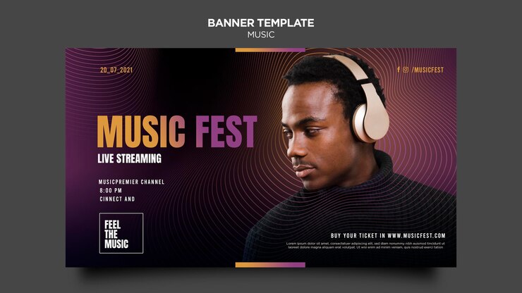 PSD gratuit modèle de bannière de festival de musique