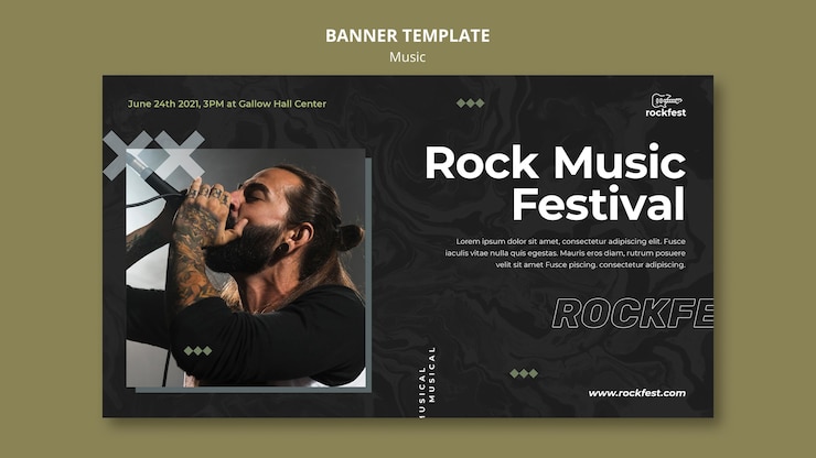 PSD gratuit modèle de bannière de festival de rock