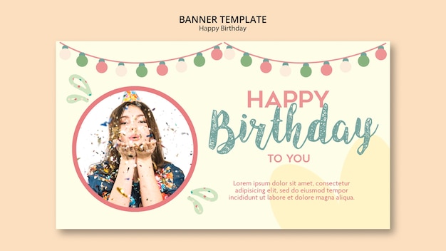 PSD gratuit modèle de bannière de fête d'anniversaire avec photo