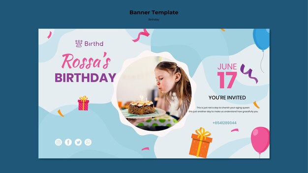 Modèle de bannière de fête d'anniversaire
