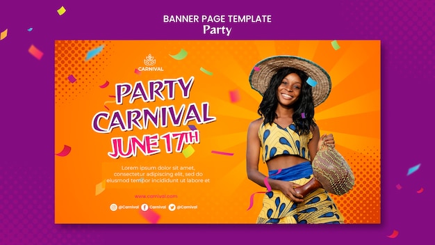 PSD gratuit modèle de bannière de fête de carnaval