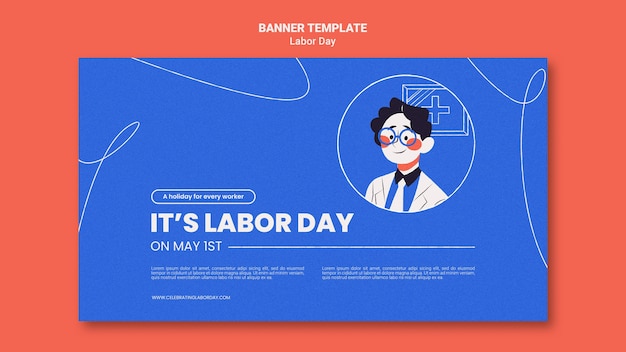 Modèle De Bannière De Fête Du Travail Design Plat