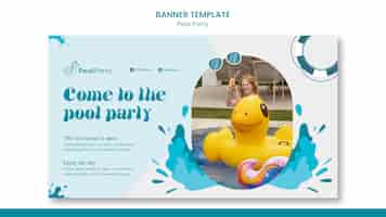 PSD gratuit modèle de bannière de fête de piscine design plat