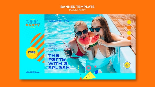 PSD gratuit modèle de bannière de fête à la piscine