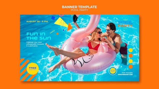 Modèle de bannière de fête à la piscine
