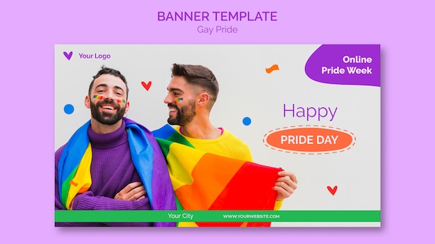 PSD gratuit modèle de bannière de fierté gay heureux
