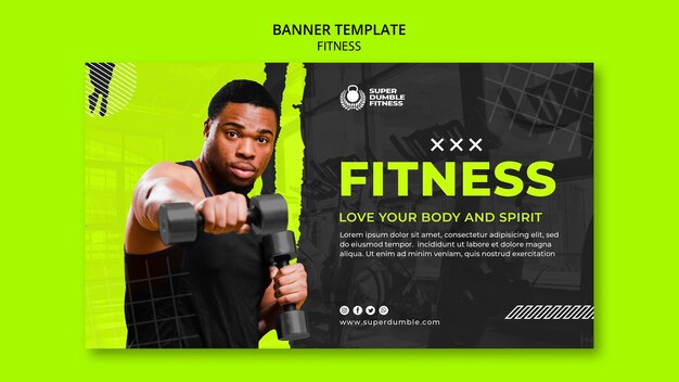Modèle de bannière de fitness et de gym design plat