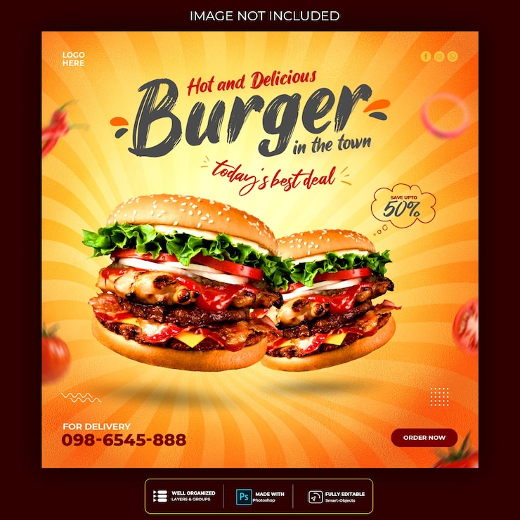 PSD gratuit modèle de bannière de food sur les réseaux sociaux