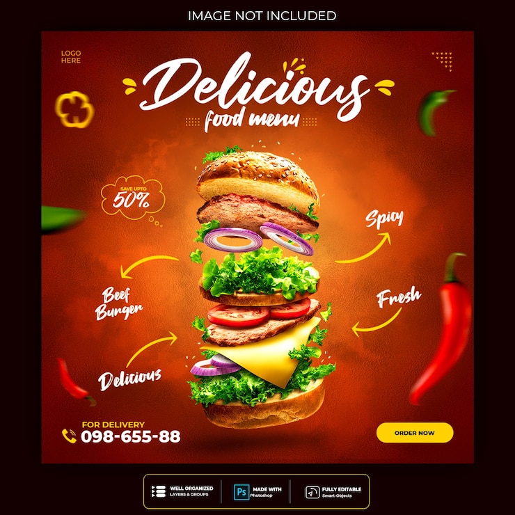 PSD gratuit modèle de bannière de food sur les réseaux sociaux