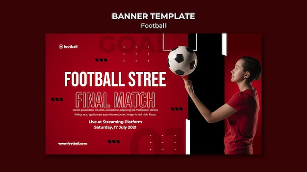 PSD gratuit modèle de bannière de football féminin