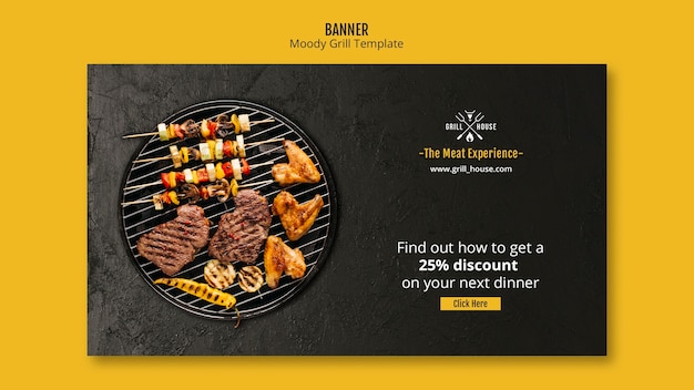 PSD gratuit modèle de bannière de grill moody