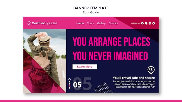 PSD gratuit modèle de bannière de guide touristique