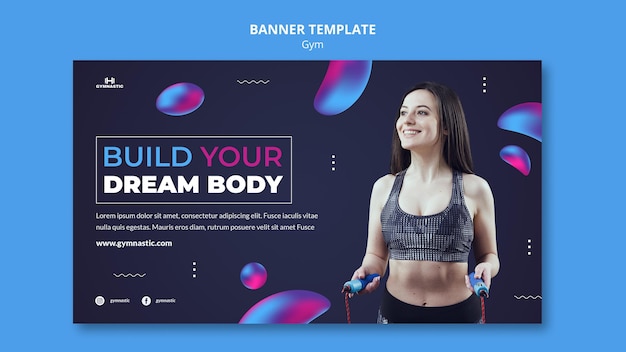 PSD gratuit modèle de bannière de gym avec photo