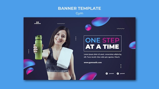 PSD gratuit modèle de bannière de gym avec photo