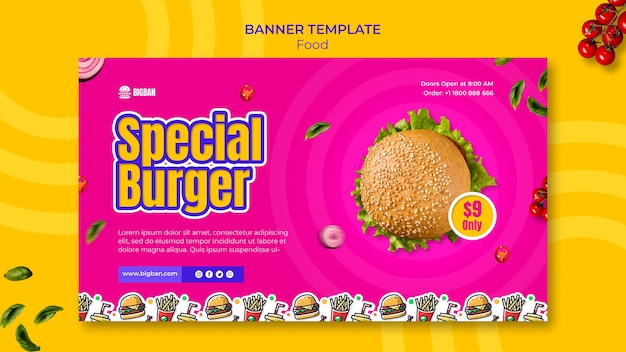 PSD gratuit modèle de bannière de hamburger spécial
