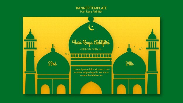 Modèle de bannière Hari raya aidilfitri avec illustration