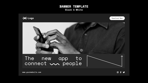 Modèle de bannière horizontale d'application de connexion de personnes