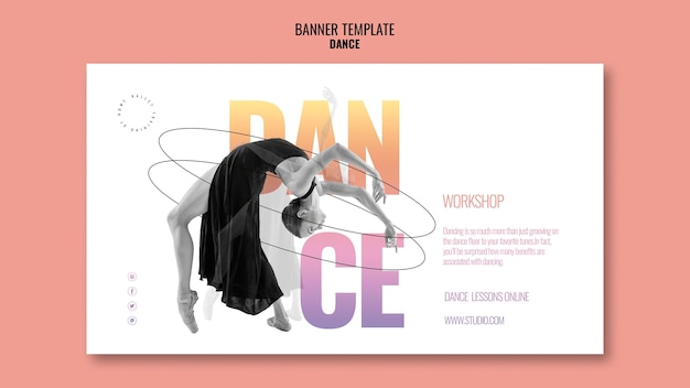 PSD gratuit modèle de bannière horizontale d & # 39; atelier de danse