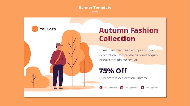 PSD gratuit modèle de bannière horizontale automne