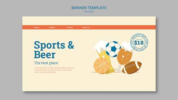 PSD gratuit modèle de bannière horizontale de bar sportif