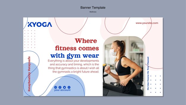 Modèle de bannière horizontale de bien-être de remise en forme