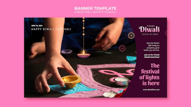 PSD gratuit modèle de bannière horizontale de célébration de diwali