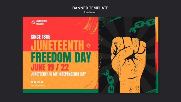 Modèle de bannière horizontale de célébration du 19 juin