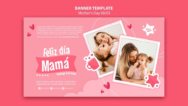 PSD gratuit modèle de bannière horizontale de célébration de la fête des mères