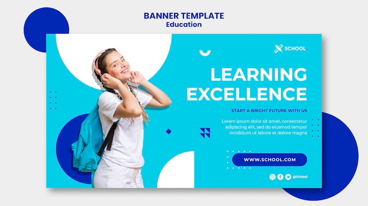 PSD gratuit modèle de bannière horizontale de concept d'éducation