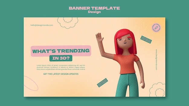 PSD gratuit modèle de bannière horizontale de conception 3d
