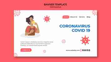 PSD gratuit modèle de bannière horizontale de coronavirus