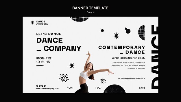 Modèle de bannière horizontale de cours de danse