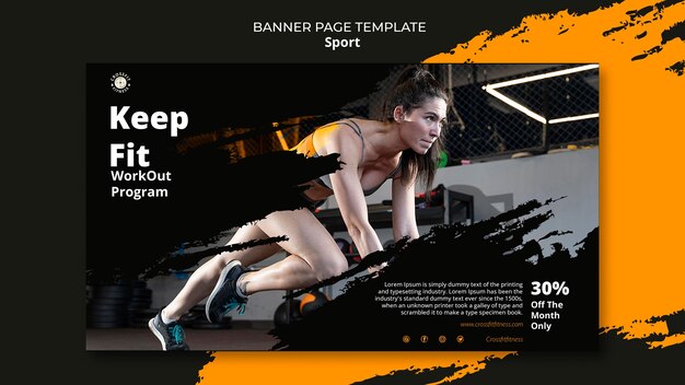 Modèle de bannière horizontale de cours de sport et de fitness