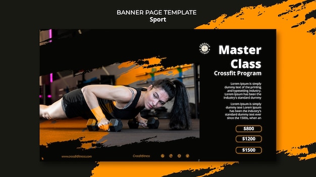 Modèle de bannière horizontale de cours de sport et de fitness