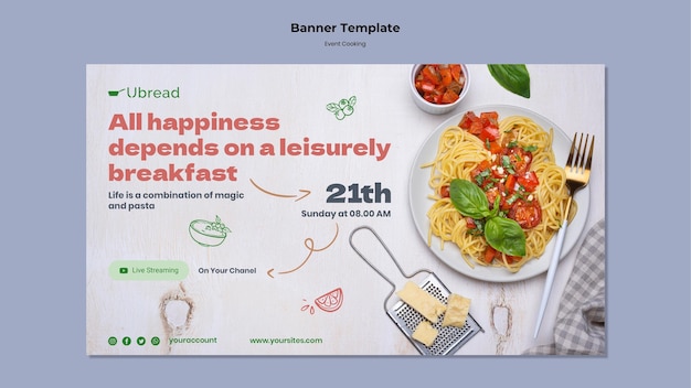 PSD gratuit modèle de bannière horizontale de cuisine événementielle