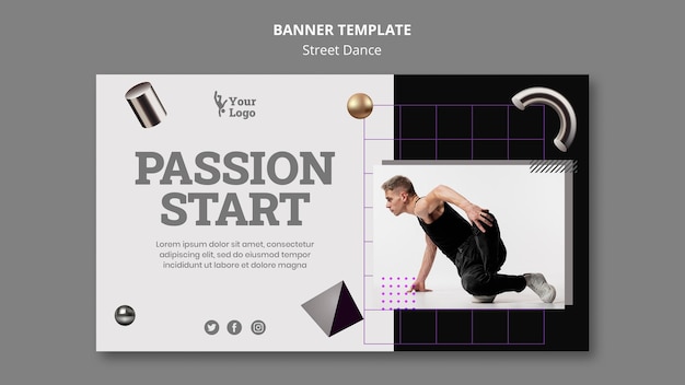 PSD gratuit modèle de bannière horizontale de danse de rue