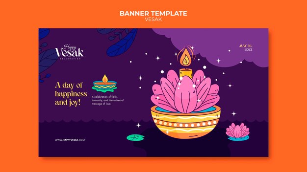 Modèle de bannière horizontale du jour du vesak
