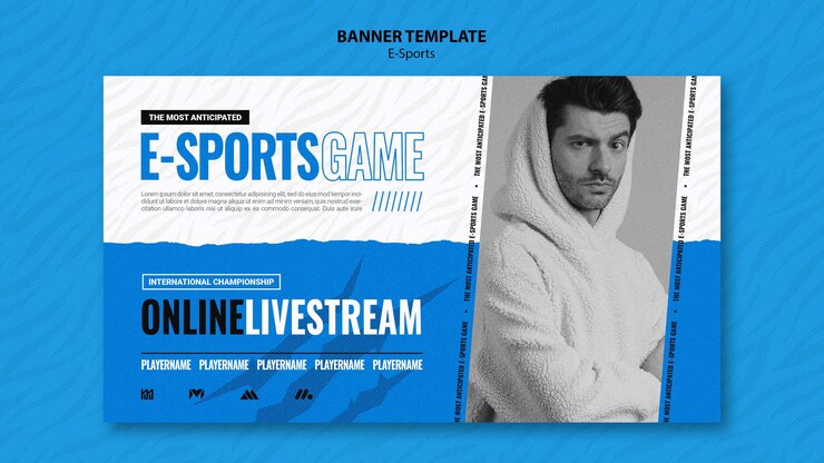 PSD gratuit modèle de bannière horizontale e-sports