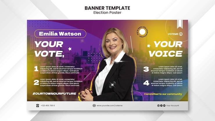 PSD gratuit modèle de bannière horizontale d'élection dégradée