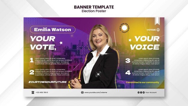 Modèle de bannière horizontale d'élection dégradée
