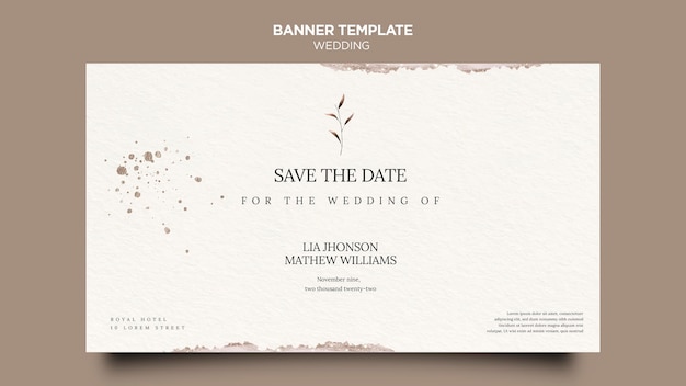 Modèle de bannière horizontale d'événement de mariage