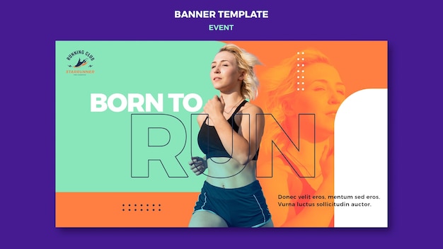 PSD gratuit modèle de bannière horizontale d'événement sportif