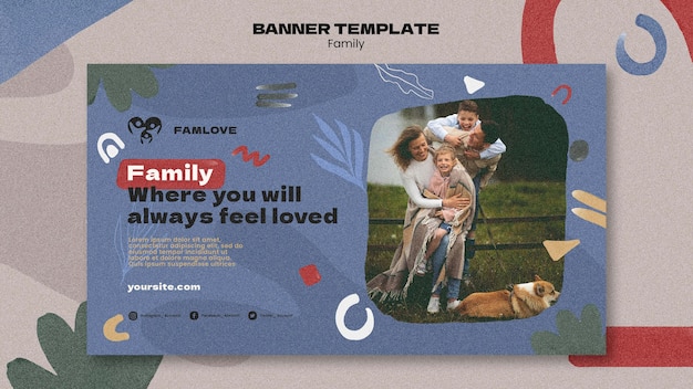 PSD gratuit modèle de bannière horizontale de famille ensemble