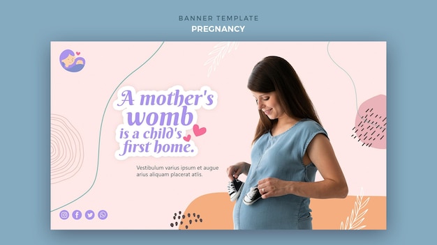 PSD gratuit modèle de bannière horizontale avec femme enceinte